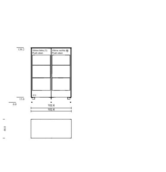 SI-Vitrine Highboard-GN (102,6x125x48)