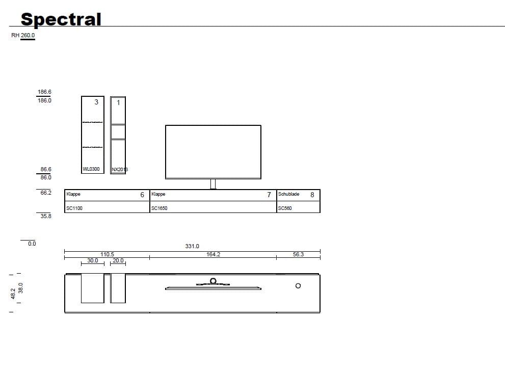 SC-1650 Kombi NCS (331x30,4x48,2) Stauraummodell