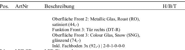 Sideboard Model 1 (301x50,4x48) ohne Wandpanel, ohne Beleuchtung